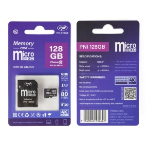 Card de memorie MicroSD PNI 128GB cu adaptor SD, Clasa 10, 80 Mb/s, V30 - Img 5