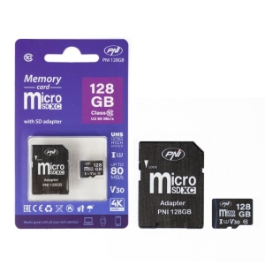 Card de memorie MicroSD PNI 128GB cu adaptor SD, Clasa 10, 80 Mb/s, V30 - Img 6