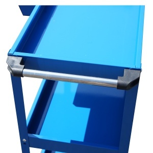 Carucior scule metalic pe roti cu 3 rafturi, compartimente piese si suporturi perforate 660x360x730mm - Img 8
