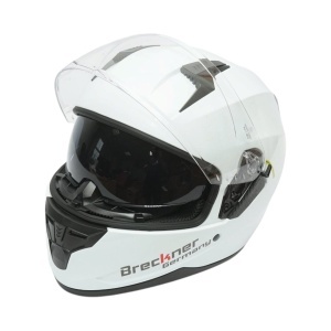 Casca moto integrala alba cu viziera transparenta si ochelari de soare, marimea L Arcane White Breckner Germany