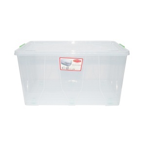 Cutie depozitare 120L cu capac si roti din plastic transparenta 800x515x420mm - Img 1