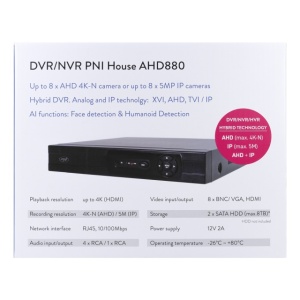 DVR/NVR PNI House AHD880, 8 canale analogice 4K-N sau 8 canale IP 5MP, H265+, intrare audio, iesire audio, USB2.0, 2 x SATA max 8TB - Img 8