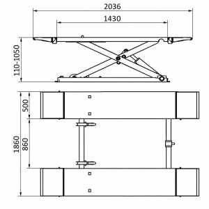 Elevator auto mobil tip foarfeca 220V, 2.2kW, capacitate ridicare 3500kg, deblocare pneumatica, inaltime ridicare 110-1050mm - Img 2