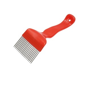 Furculita apicola pentru descapacit cu dinti drepti din inox cu maner plastic 210mm - Img 2