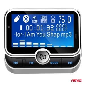 Incarcator - Modulator FM - Bluetooth 2×USB-A 12V 24V cu telecomanda Amio - Img 5