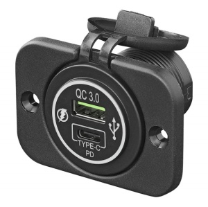 Încărcător rapid USB încorporat tip A + C 2 căi 12/24V 3Am model 1