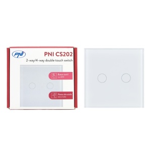 Intrerupator cap scara si cap cruce dublu cu touch PNI CS202 din sticla, alb, cu LED indicator - Img 6