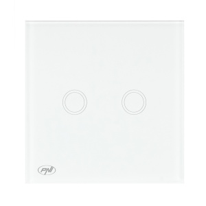 Intrerupator dublu cu touch PNI SH202 din sticla, alb cu LED indicator - Img 8