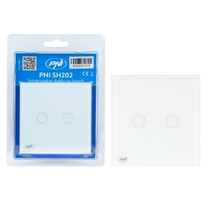 Intrerupator dublu cu touch PNI SH202 din sticla, alb cu LED indicator - Img 8