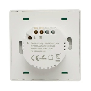 Intrerupator inteligent smart Wi-Fi simplu alb incastrat 100-240V, 10A, 2200W, aplicatie Tuya Smart Life, compatibil Alexa si Google Home 86x86x33mm - Img 5