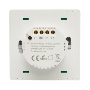 Intrerupator inteligent smart Wi-Fi triplu alb incastrat 100-240V, 10A, 2200W, aplicatie Tuya Smart Life, compatibil Alexa si Google Home 86x86x33mm - Img 5