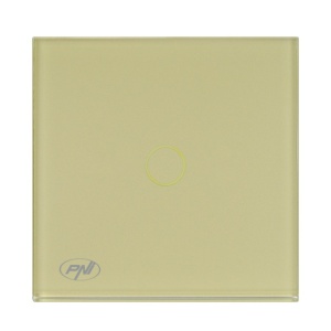Intrerupator simplu cu touch PNI SH101G din sticla, Gold cu LED indicator culoare auriu - Img 4