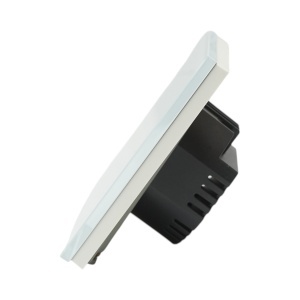 Intrerupator touch alb simplu 220V, indicator luminos, rama sticla 86x86x34mm - Img 3