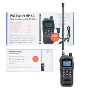 Kit Statie radio CB portabila PNI Escort HP 82, multi standard, 4W, 12V, AM-FM cu antena CB PNI ML100 cu magnet
