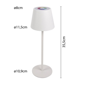 Lampa de Masa LED Reincarcabila JOSEPHINE 2, Touch, RGB + Lumina Alba, Interior/Exterior, 35 cm, Alba - Img 2