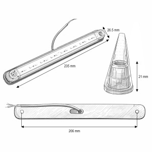 Lampa gabarit laterala LED NEON 12-24V alba slim 235x26.5x21mm Breckner Germany - Img 6