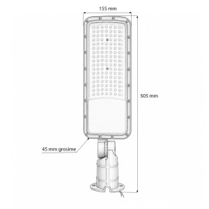 Lampa iluminat stradal LED 100W, 100-265V, 6500K, 14000lm cu prindere pe stalp 505x155x45mm IP66 Breckner Germany - Img 5