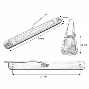 Lampa pozitie cabina camion LED 24V alba 6 LED-uri 240x26x25mm Breckner Germany - Img 6