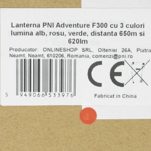 Lanterna PNI Adventure F300 cu 3 culori lumina alb, rosu, verde, distanta 650m si 620lm - Img 8
