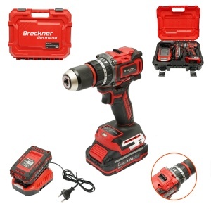 Masina de gaurit si insurubat cu percutie 500W, 2 acumulatori 21V, 1.5Ah Li-ion, LED, Brushless, 50Nm, mandrina 13mm, 0-500/1600rpm Breckner Germany