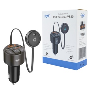 Modulator FM PNI Valentine V880 cu microfon, Bluetooth 5.0, MP3 player, transmitator FM, port USB dual, incarcare rapida dispozitive mobile prin QC3.0, compatibil cu Siri si Google Assistant - Img 8