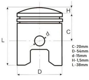 Piston scuter Yamaha YBR 125cc Ø54mm - Img 2
