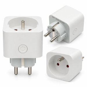 Priza inteligenta smart Wi-Fi alba Tip E 220V, 50/60Hz, 16A, 3680W, monitorizare consum, Bluetooth, aplicatie Tuya Smart Life