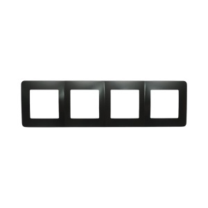 Rama cvadrupla neagra PC priza si intrerupator 300x83mm