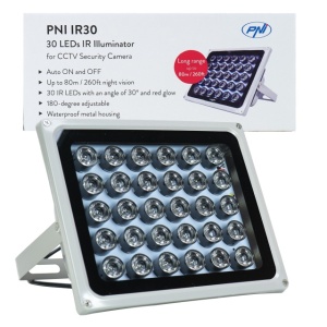 Reflector cu LED-uri infrarosu PNI IR30 pentru camere si sisteme CCTV, 30 leduri IR, distanta 80m, IP66 - Img 3