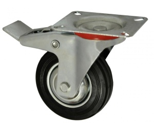 Roata carucior 4" - talpa metal - rulment - 100/30-50 - frana