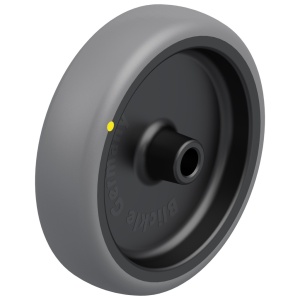 Roată de 125 mm cu cauciuc termoplastic gri conductiv electric pe centru din polipropilenă