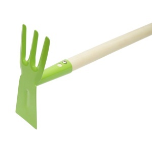 Sapaliga dubla de gradina cu lama si 3 dinti, coada din lemn 70cm - Img 7