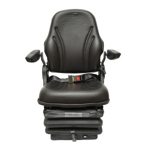 Scaun universal cu suspensie pe aer, reglabil pe inaltime si greutate 50-140Kg, cotiere si spatar rabatabil 50-90° pentru tractor, utilaje agricole, industriale, stivuitor