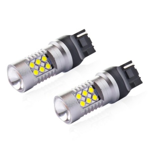 Set 2 becuri auto LED CANBUS 3030 24SMD T20 7440 W21W 12/24V alb - Img 2