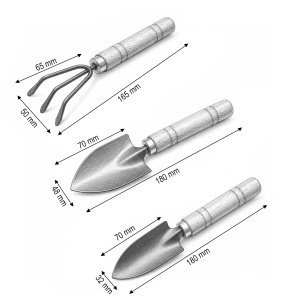 Set 3 unelte gradinarit cu lopatica, transplantor, cultivator si maner lemn Breckner Germany - Img 3