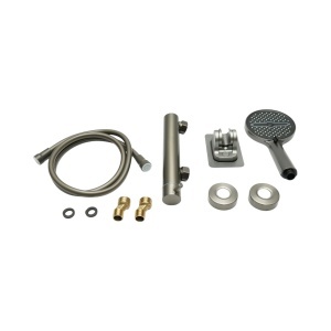Set baterie dus baie monocomanda cu para, furtun si suport perete, grafit mat, otel inoxidabil - Img 2