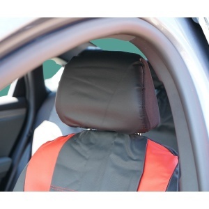 Set huse scaune auto universale negru-rosu, material piele ecologica si textil 8 piese - Img 5
