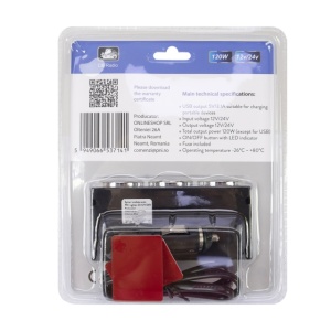 Spliter bricheta auto PNI Lighter 20 12V/24V 2 iesiri, 2 x USB, indicator LED - Img 2