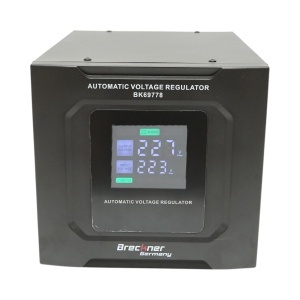 Stabilizator automat de tensiune 3000VA, 1800W, 140-250VAC cu releu monofazat, bypass, conexiune borne, afisaj LCD Breckner Germany - Img 1