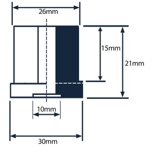 Tampon plastic patrat cu filet interior M10 30x30mm (1,5 mm) - Img 2