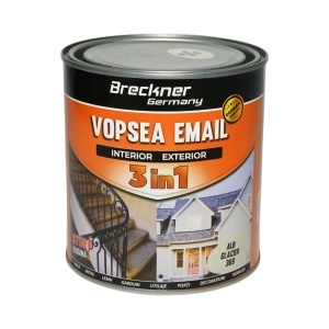 Vopsea email anticoroziva 3 in 1 alb glacier 369 pe baza de solvent 1L, direct pe rugina, interior si exterior Breckner Germany