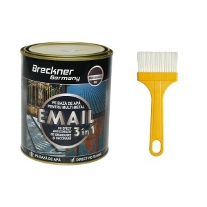 Vopsea email anticoroziva 3 in 1 maro ciocolatiu mat pentru metal 750g, direct pe rugina, pe baza de apa Breckner Germany