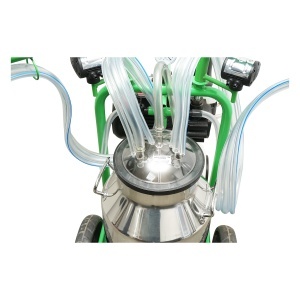 Aparat de muls vaci 2 posturi bidon 40L inox cu butelie, vacuum rezervor Breckner Germany - Img 5
