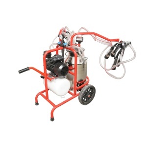 Aparat de muls vaci cu grup colector 160cc, sasiu galvanizat, bidon inox 40L, 2 posturi Breckner Germany - Img 4