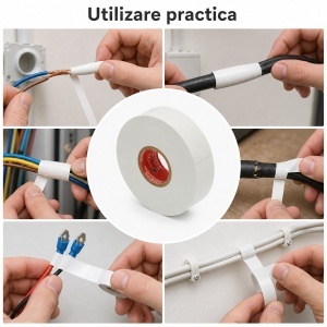 Banda izolatoare alba vinil 19mm x 20m Premium Super Power 33+ HighPower - Img 4