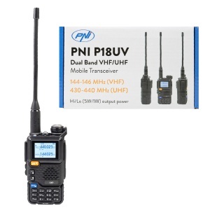 Bax cu 20 bucati statie radio portabila VHF/UHF PNI P18UV, dualband, 144-146MHz si 430-440MHz, 200CH, VOX, Scan, Radio FM, Li-Ion 2200 mAh