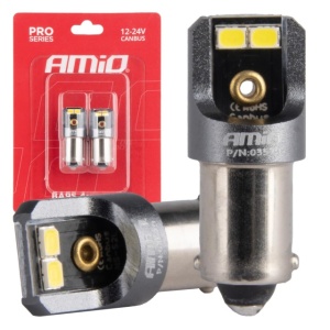Becuri auto LED T4W BA9S 12V 24V 4x2016 SMD 6000K Amio