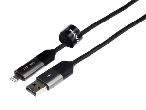 Cablu de încărcare și sincronizare WAYNE din microfibră împletită, 100 cm (4 în 1) USB / C > USB-C / Lightning, max. 60W - Img 2