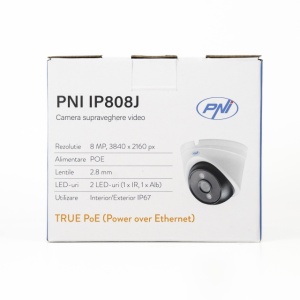 Camera supraveghere video PNI IP808J, POE, 8MP, black light, lentila 2.8mm, pentru exterior, alb - Img 5