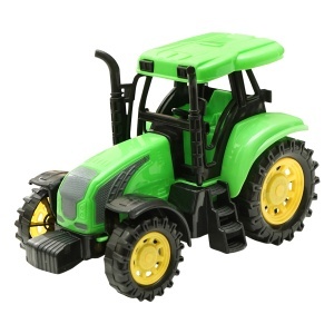 Camion galben cu detalii autentice de tip trailer pe baterii impreuna cu tractor verde de jucarie - Img 9